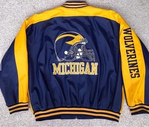 VTG Steve and Barrys Michigan Wolverines Letterman Bomber Jacket Men’s XL EUC - Picture 1 of 10