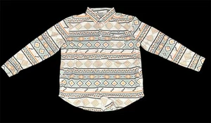 Cordjacke Unisex Größe L weiß Kragen Druckknopf Aztekenmuster. - Bild 1 von 16