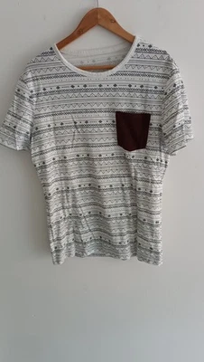 Pier One T-Shirt Weiß Schwarz Größe L - Bild 1 von 4