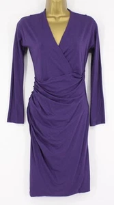 CARVEN WOMENS DRAPED JERSEY WRAP DRESS LONG SLEEVE UK M PURPLE RRP £260 AD - Picture 1 of 3