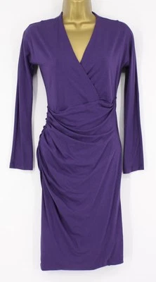 CARVEN WOMENS DRAPED JERSEY WRAP DRESS LONG SLEEVE UK M PURPLE RRP £260 AD - Image 1 of 3