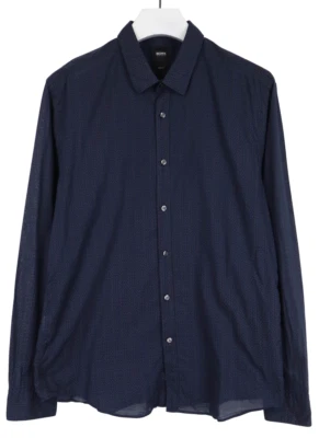 Hugo Boss Ronni Slim Fit Shirt Men XL Pattern Blue Long Sleeve Buttoned - Image 1 of 4