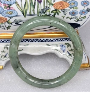 Natural Green Jade Stone Bangle Bracelet Round 48.2cm Size Large & Gift Box Y - Picture 1 of 13