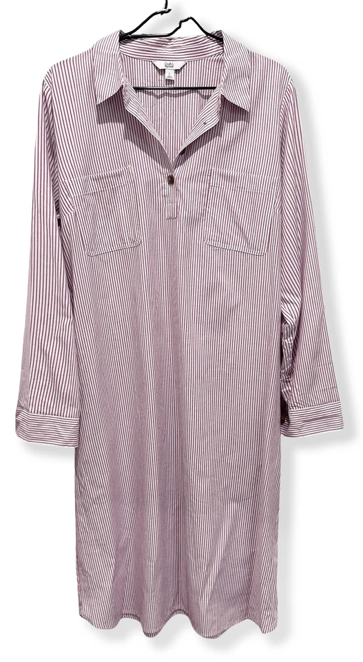 Vestido Camisa Croft & Borrow - Mujer Grande Blanco/Borgoña Rayas - #45429-K4 Foto 1 de 1