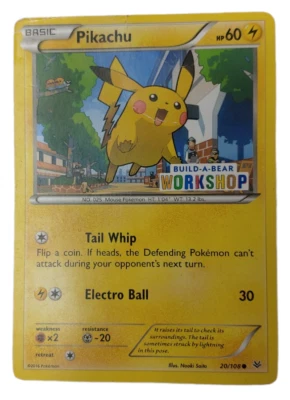 Pikachu Build A Bear Workshop 20 Pokemon Card Heavily Played - Image 1 of 4