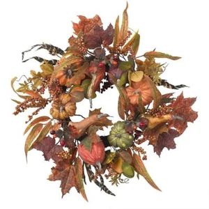 NUOVA GHIRLANDA RACCOLTA AUTUNNO ZUCCA E BACCHE ALTA QUALITÀ 24" AUTUNNO ESTERNO - Foto 1 di 2