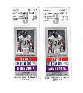Chicago Bears vs Minnesota Vikings Unused Football Tickets From 9/1/1991 - Picture 1 of 2