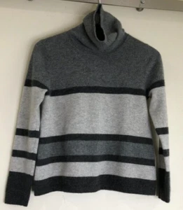 Estheme Cachemire Damen Gr. M grau gestreift 100 % Kaschmir Crop Sweater Pullover - Bild 1 von 9