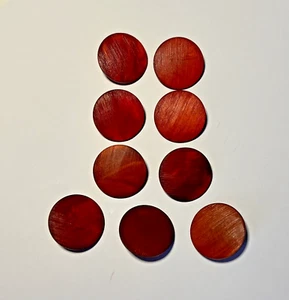Lot 9 Lg Vintage Bakelite Style Deep Red Variegated Striated Shank Buttons READ - Picture 1 of 3
