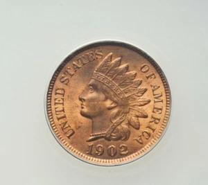 1902 INDIAN CENT GRADED MS-64 RED BY ANACS **NICE** - Picture 1 of 4