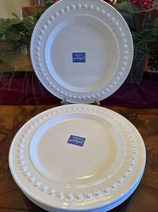 Nuevo Juego de 4 Platos de Cena Cuentas Blancas 11 3/8" R Hecho en Casa en Portugal LEER - Imagen 1 de 6