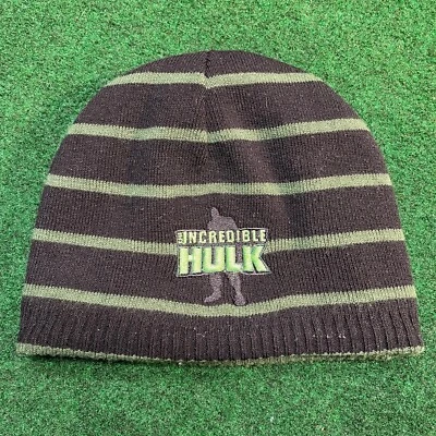 Marvel Incredible Hulk Gorro Medias Gorra Adulto Invierno Sombrero Negro Verde Rayas Foto 1 de 4