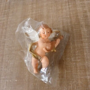 Vintage Angel Instrument Ornament Hard Plastic Hong Kong Italian Style. 3 Inch - Picture 1 of 7