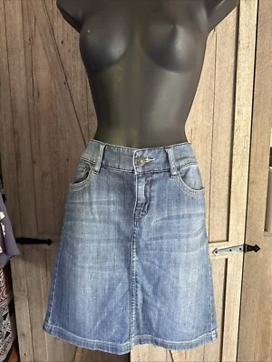 Esprit Casual Sz 28 Denim Embroidered Pocket Denim Skirt Cotton - Image 1 of 4