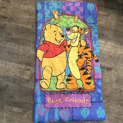 Disney WINNIE THE POOH Childrens Sleeping Bag, Vintage Pooh Tigger, Best Friends - Image 1 of 4