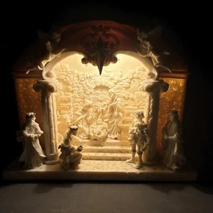 Kirklands Holiday Presepe Illuminato da Tavolo Scultura Biscotto RARO con Luce - Foto 1 di 17