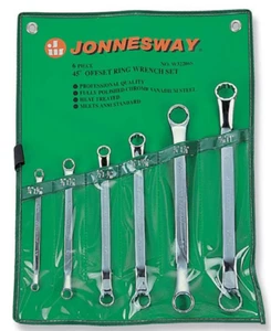 Jonnesway W32206S 6Pc 45º Offset Ring Wrench Set SAE 1/4" to 1" ANSI/ASME B107.6 - Bild 1 von 6