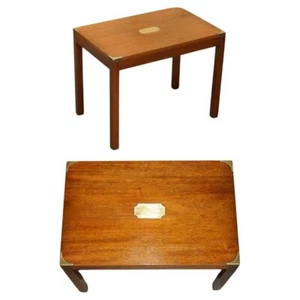 FRENCH POLISHED MAHOGANY KENNEDY HARRODS LONDON MILITARY CAMPAIGN COFFEE TABLE - Picture 1 of 13