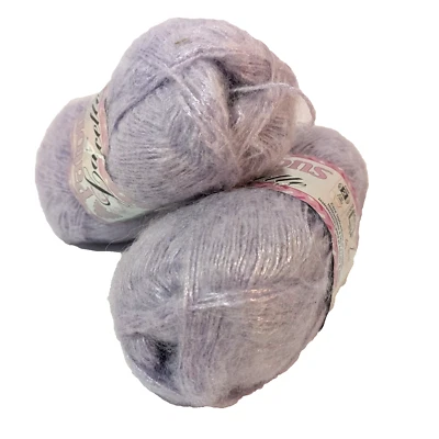 Patons Lacette Lilac Lace Mohair Nylon Acrylic Crochet Yarn #2 Fine, 2 Skein Lot - Image 1 of 4