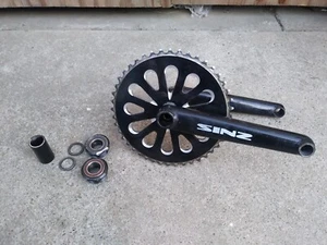 Sinz 180mm 2pc BMX Cranks chromoly 44t sprocket gear bb mid school 19mm spindle - Picture 1 of 5