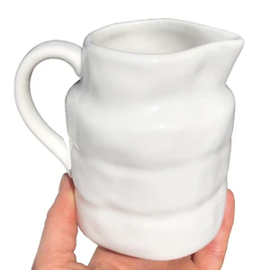 Creativeco-op White Vintage Stoneware Pitcher Reproduction 10-14oz Small 4.8inch - Picture 1 of 12