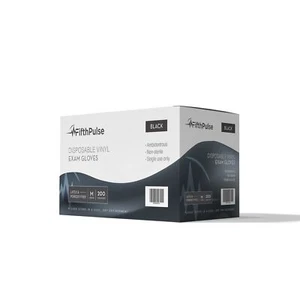 Fifth Pulse Vinyl Exam Latex Free & Powder Free Gloves Black - 200 Gloves (Med) - Picture 1 of 12