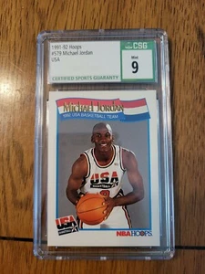 '91/'92 HOOPS MICHAEL JORDAN  #579  Graded 9  (CSG)  USA - Picture 1 of 1