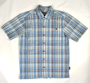 Camisa Patagonia Para Hombre S Puckerware Seersucker Cuadros Mezcla Orgánica Abotonada Azul - Imagen 1 de 8