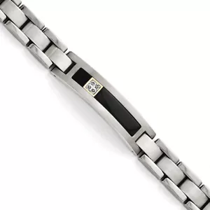 Chisel Titanium/14K Polished/Matte Black Onyx 0.05ct. tw Bracelet 8" - Picture 1 of 2