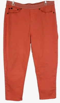 DG2 Diane Gilman Stretch Jeans Sz L Orange Pull On Pockets Women ZN27 - Image 1 of 4