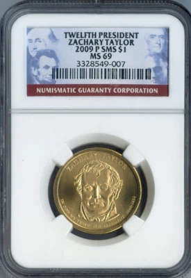 2009 Zachary Taylor Presidential Dollar NGC MS69 SMS Auction - Image 1 of 2