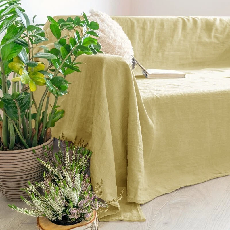 Fundas de sofá de lino puro para sala de estar cojín de sofá suave extraíble lavable Foto 1 de 4