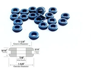 Paquete de 20 bujes de alambre de ojal de goma, identificación de 7/8", ranura de 3/16", se adapta a orificio de 1-1/4" - Imagen 1 de 2
