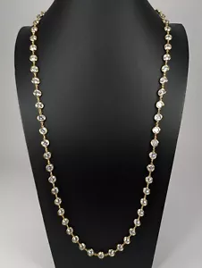 Kenneth J Lane KJL Long Necklace Gold Clear Crystal Open Bezel Signed 36" Total - Picture 1 of 8