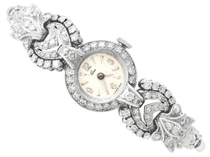 2.92 ct Diamond Cocktail Watch in Platinum and 9 ct White Gold - Vintage  - Picture 1 of 12