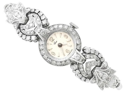 Reloj de cóctel de diamantes de 2,92 quilates en platino y oro blanco de 9 quilates - Vintage  Foto 1 de 4