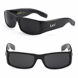 Gafas de sol Locs para hombre Gangster Biker con bolsa gratis - negras - LC01 - Imagen 1 de 2