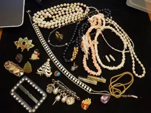Lote de Joyería Vintage Alfileres Collares Napier Hebilla María Ajedrez Blanco Lila Muestra - Imagen 1 de 22