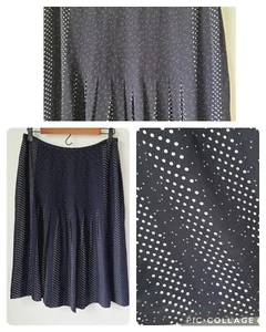 Falda Talbots para mujer 10 Petite negra blanca a lunares 100 % seda forrada plisada - Imagen 1 de 9