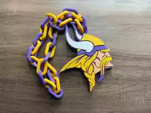 Collar de cadena de gran tamaño de los Minnesota Vikings - Colgante abanico audaz - Imagen 1 de 2