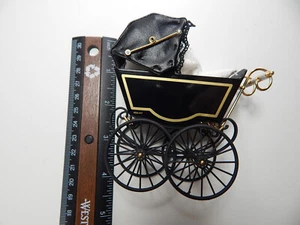 Heidi Ott #XZ110 Dollhouse Miniature 1:12 Scale Doll's Pram Black - Picture 1 of 7