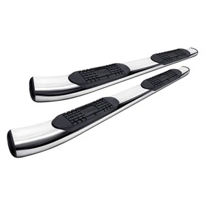 For Chevy Silverado 3500 HD 07-19 5" Cab Length Polished Oval Curved Step Bars - Picture 1 of 2