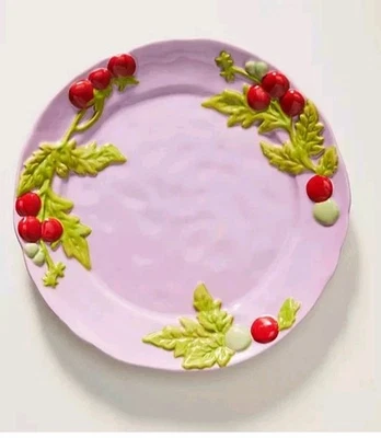 Juego de 2 platos de pan de postre Anthropologie FOSTER 9 pulgadas rosa TOMATES MALVA Foto 1 de 4