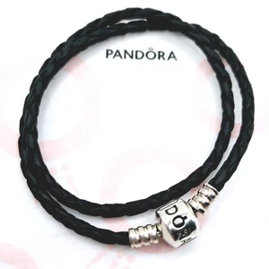 ●Original Pandora Moments "Lederarmband Schwarz doppelt" 590705 ca. 34 cm Länge - Bild 1 von 4