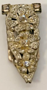 Vintage Rhinestone Art Deco Dress Clip Silver Tone 1930s Estate - Picture 1 of 5