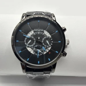 GENIVA Herren Quarzuhr, Edelstahl schwarzes Armband Mode - Bild 1 von 8