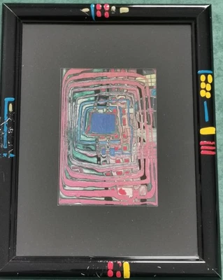 Hundertwasser Bild im bemalten Rahmen Kunstdruck abstraktes Bild - Bild 1 von 4