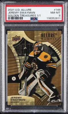 2021 UD ALLURE GOLDEN TREASURES 1/1 #146 JEREMY SWAYMAN 1/1 PSA 8 - Image 1 of 2