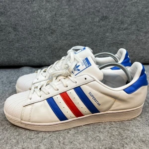 Adidas Superstar White Blue Red Stripe Leather Mens Sneakers Casual Shoes Sz 12 - Picture 1 of 8