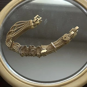Keep Collective Bling Armband goldfarben M C Triple Kette Herzen Pfeil Schmetterling - Bild 1 von 14